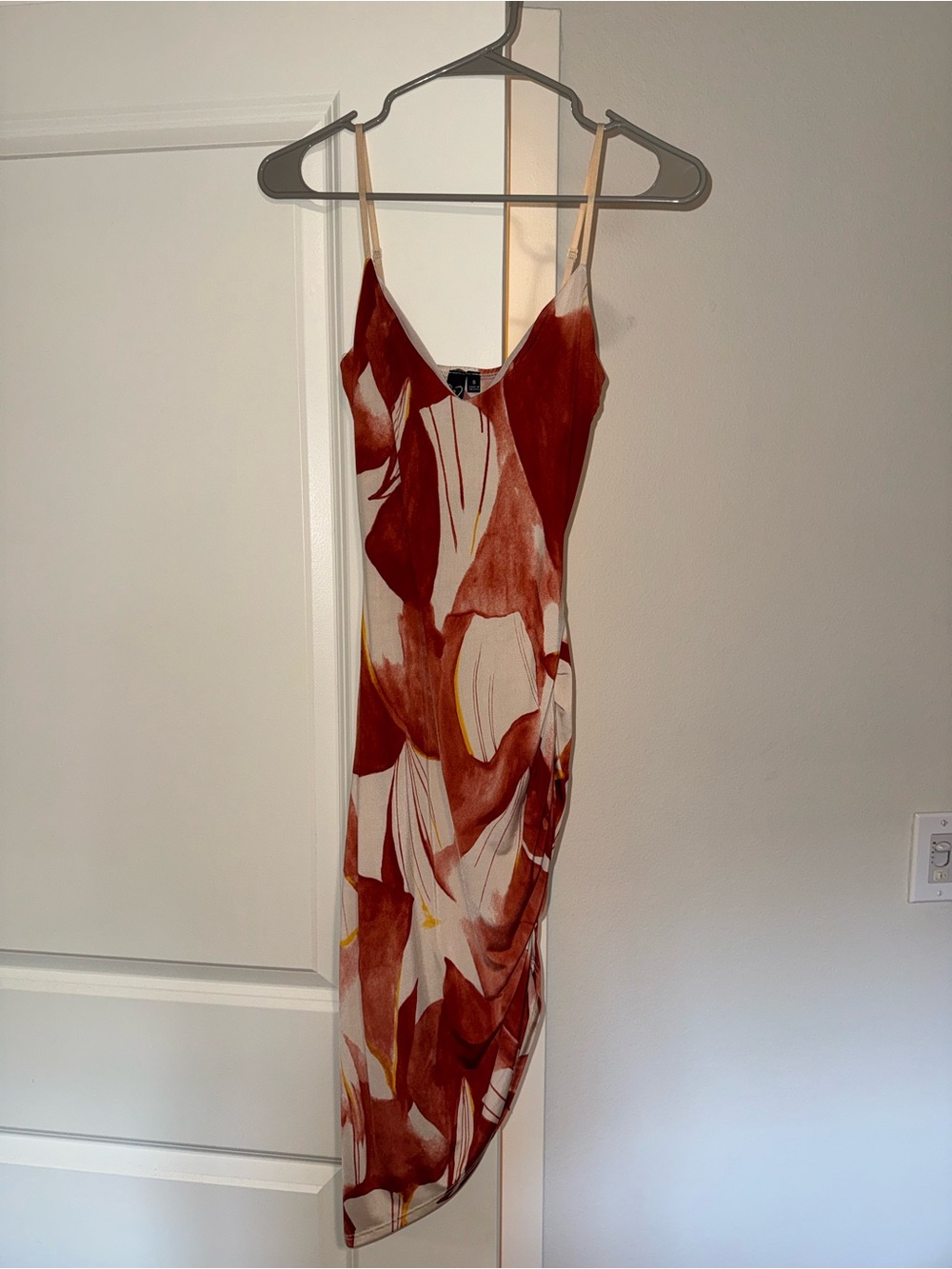 Windsor Rust and White Asymmetrical Slip Dress